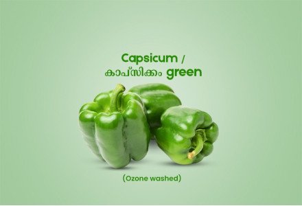Capsicum Green / കാപ്സിക്കം Green 100gm - 150gm (Ozone Washed)